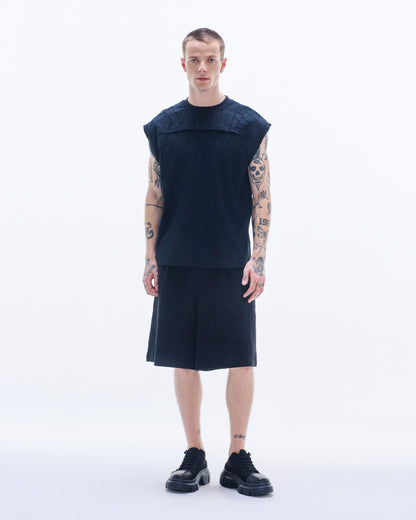 HARRISON WONG / Sleeveless Tee With Burnt-Out Pattern - Black