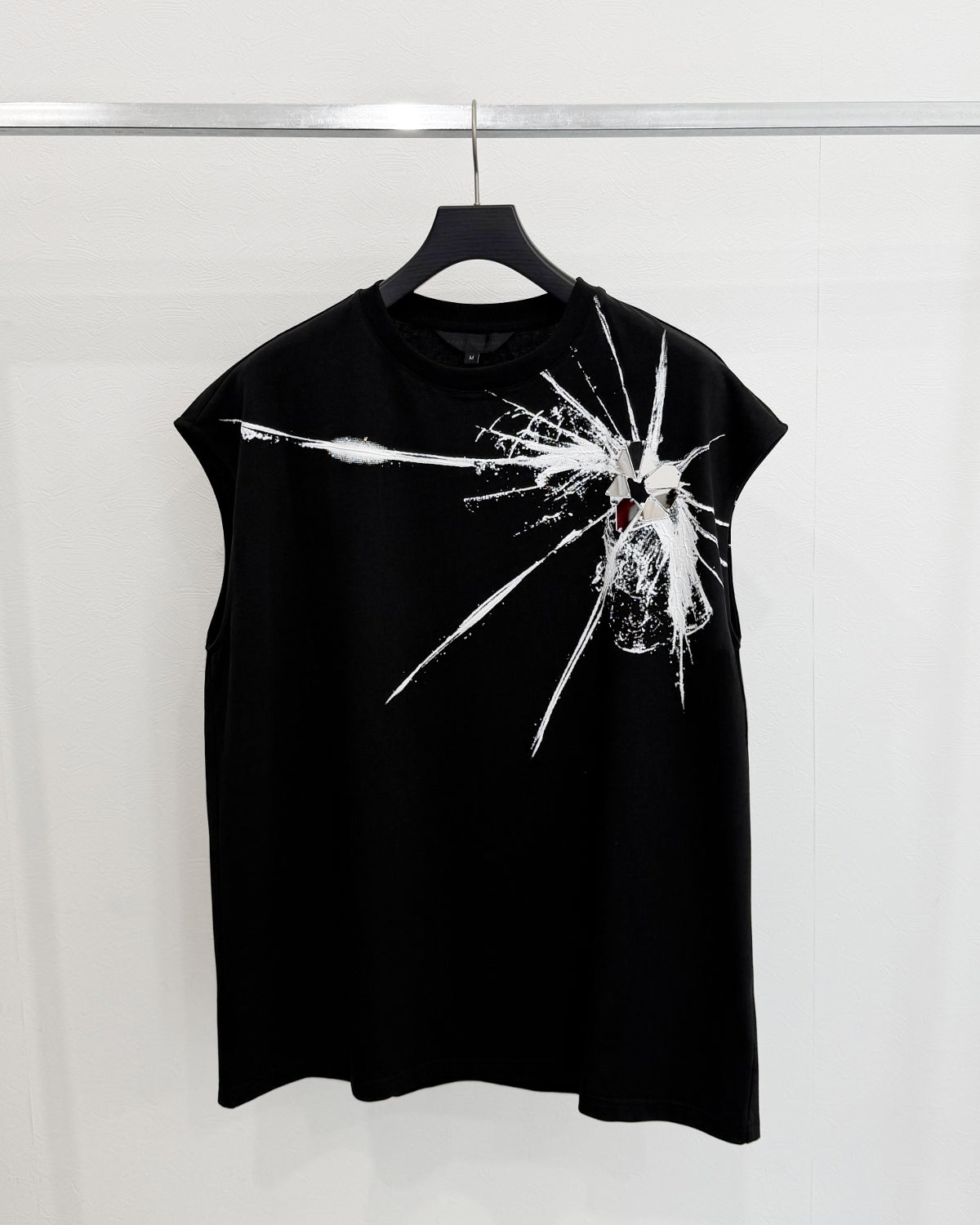 HARRISON WONG / Sleeveless Tee With Broken Glass Pattern - Black