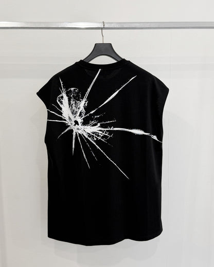 HARRISON WONG / Sleeveless Tee With Broken Glass Pattern - Black