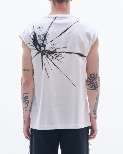 HARRISON WONG / Sleeveless Tee With Broken Glass Pattern - White