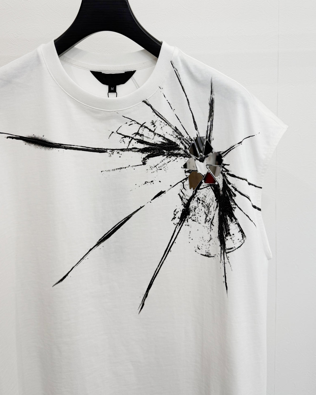 新品同様 HARRISON WONG Sleeveless Shirt ベスト HARRISON WONG | Sleeveless Tee With Broken Glass Pattern - White