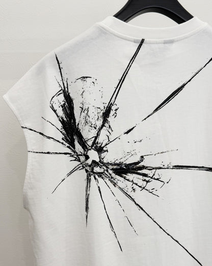 HARRISON WONG / Sleeveless Tee With Broken Glass Pattern - White