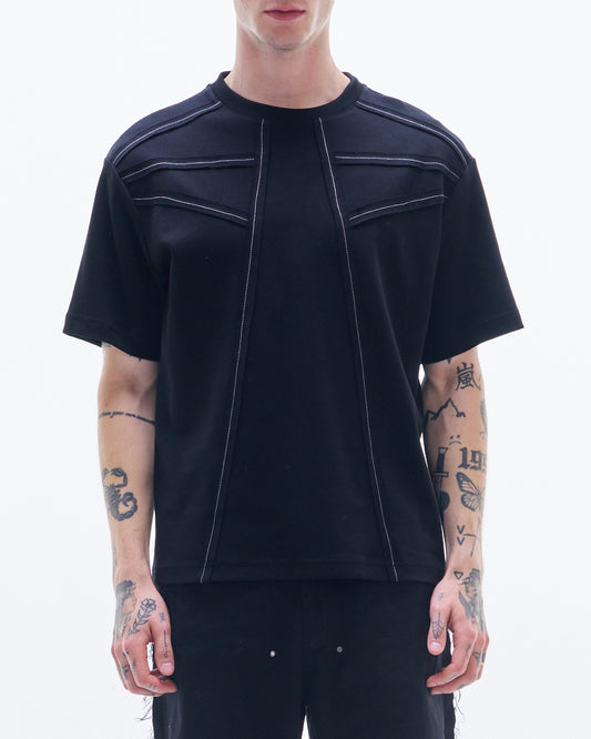HARRISON WONG / Tee With Raw Edge Tape - Black