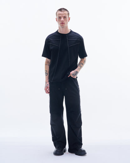 HARRISON WONG / Tee With Raw Edge Tape - Black