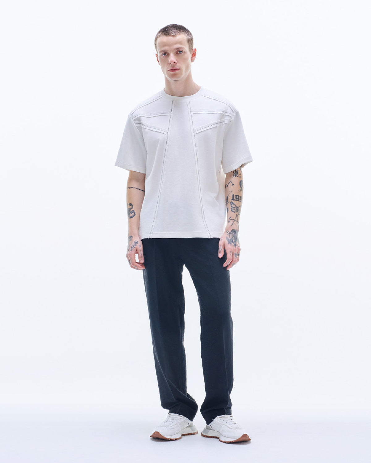 HARRISON WONG / Tee With Raw Edge Tape - White