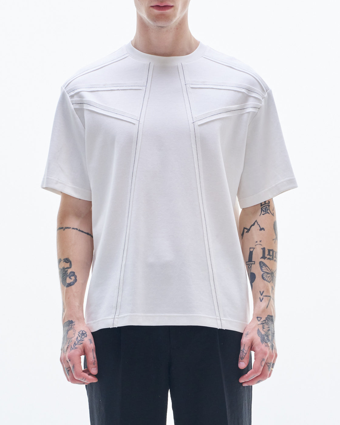 HARRISON WONG / Tee With Raw Edge Tape - White