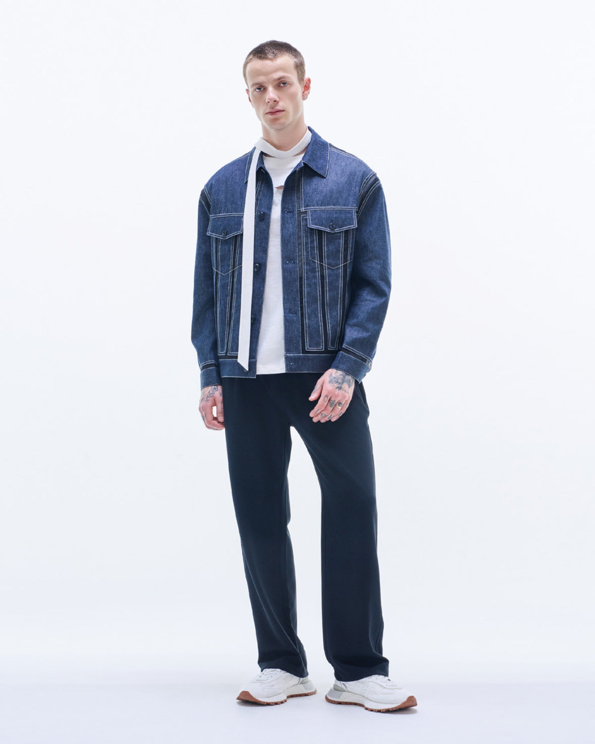 HARRISON WONG | Denim Jacket Contrast With Organza – HARAJUKU VILLAGE