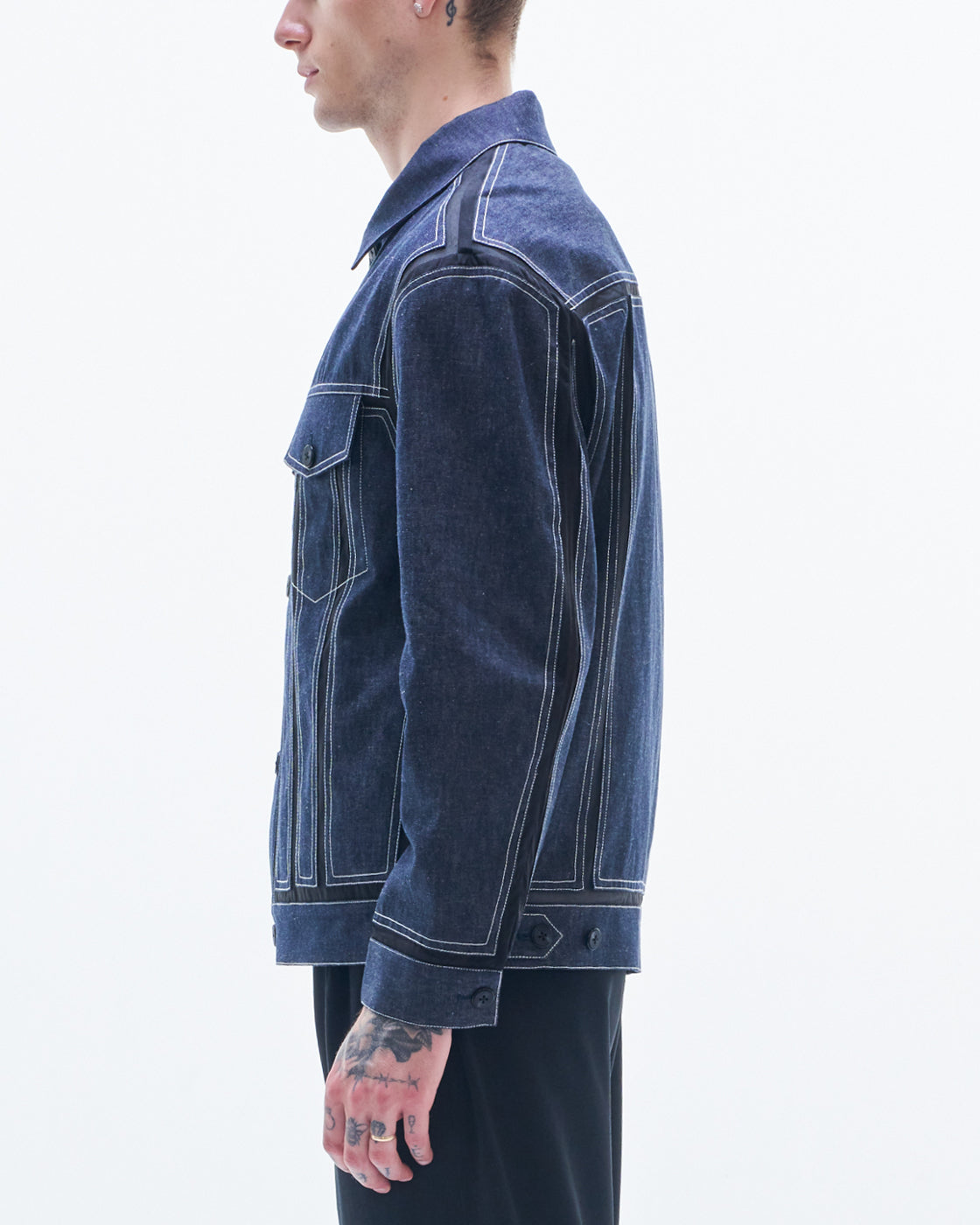 HARRISON WONG / Denim Jacket Contrast With Organza