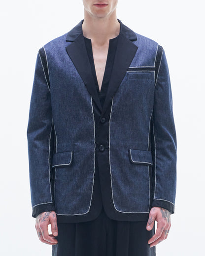 HARRISON WONG / Denim Blazer Contrast With Organza