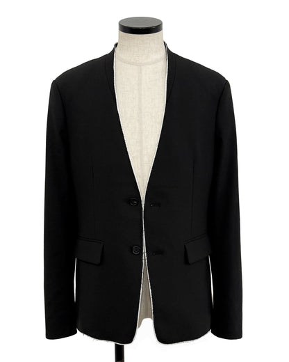 HARRISON WONG / No-Collar Wool Blazer With Raw Edge