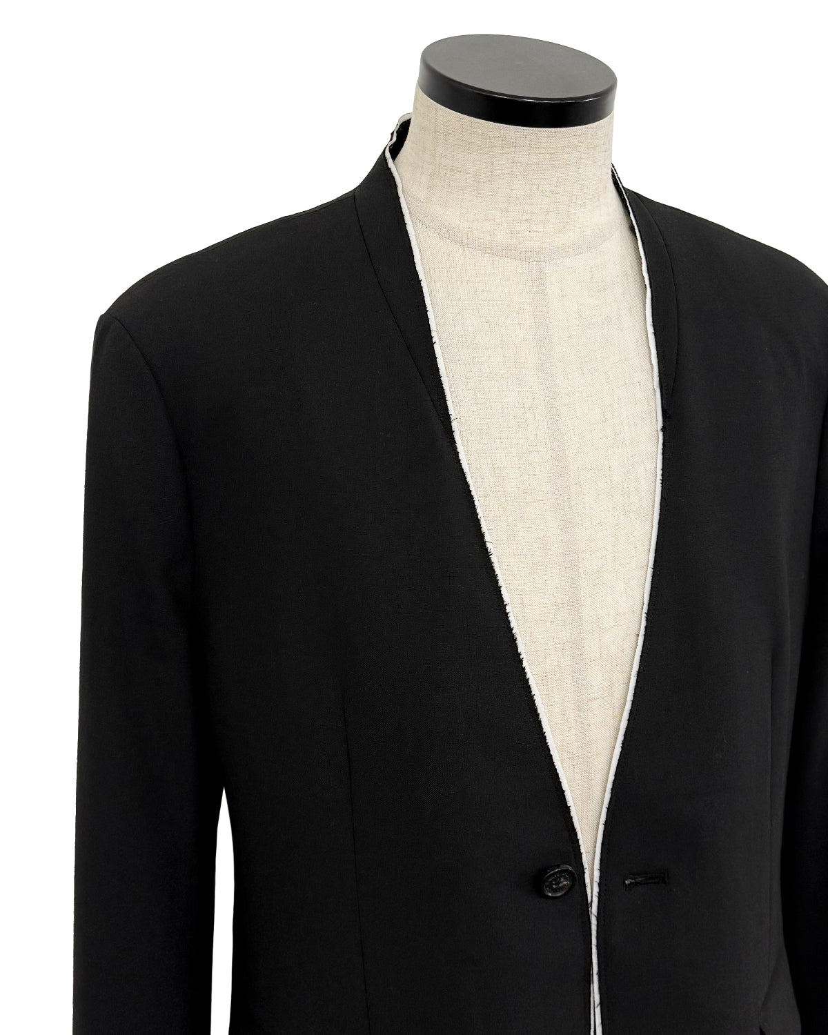 HARRISON WONG / No-Collar Wool Blazer With Raw Edge