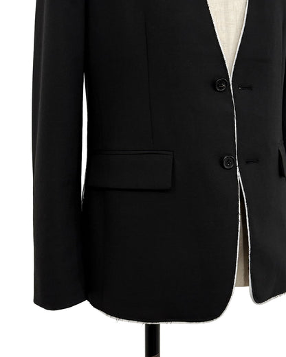 HARRISON WONG / No-Collar Wool Blazer With Raw Edge