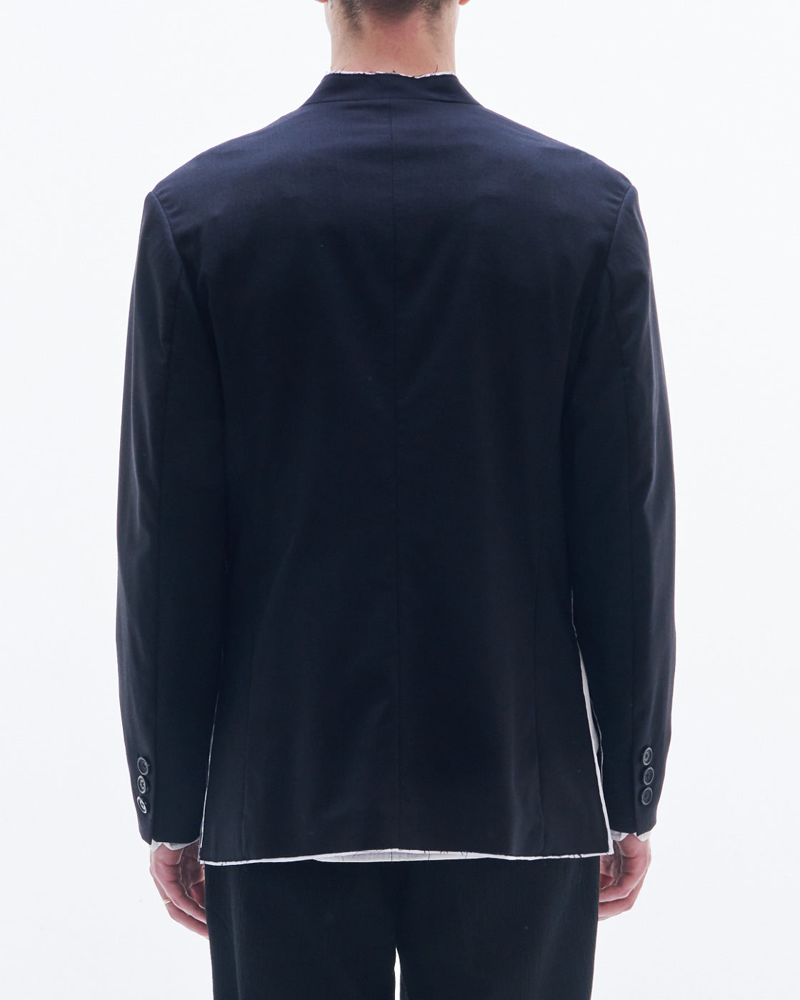 HARRISON WONG / No-Collar Wool Blazer With Raw Edge