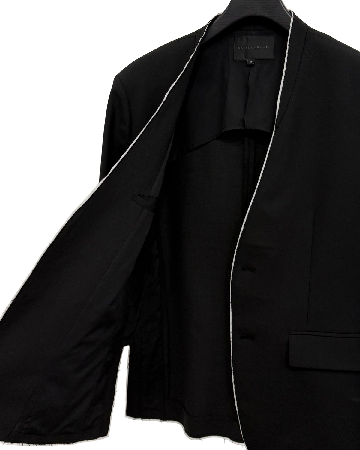 HARRISON WONG / No-Collar Wool Blazer With Raw Edge