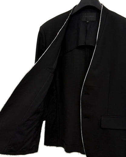 HARRISON WONG / No-Collar Wool Blazer With Raw Edge