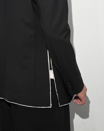 HARRISON WONG / No-Collar Wool Blazer With Raw Edge