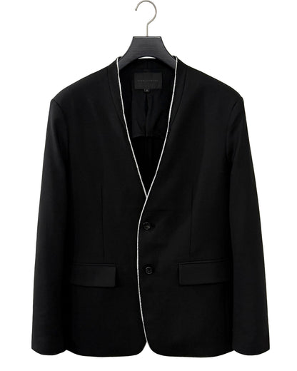 HARRISON WONG / No-Collar Wool Blazer With Raw Edge