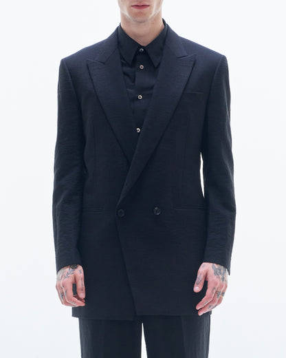 HARRISON WONG / Viscose Linen Long BD Blazer - Black