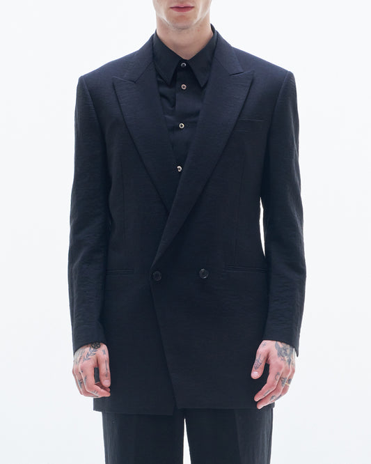 HARRISON WONG / Viscose Linen Long BD Blazer - Black