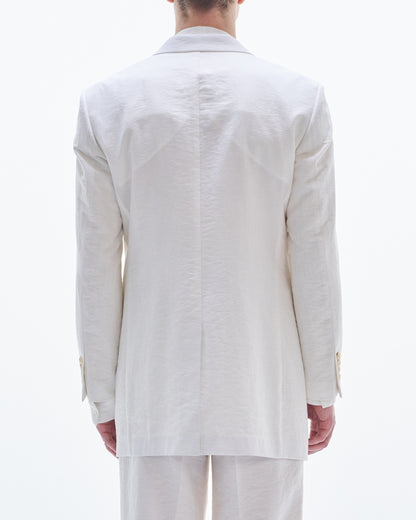 HARRISON WONG / Viscose Linen Long BD Blazer - White