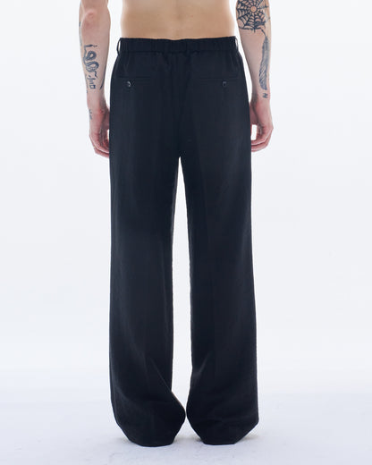 HARRISON WONG / Viscose Linen Bell Bottom Pants - Black