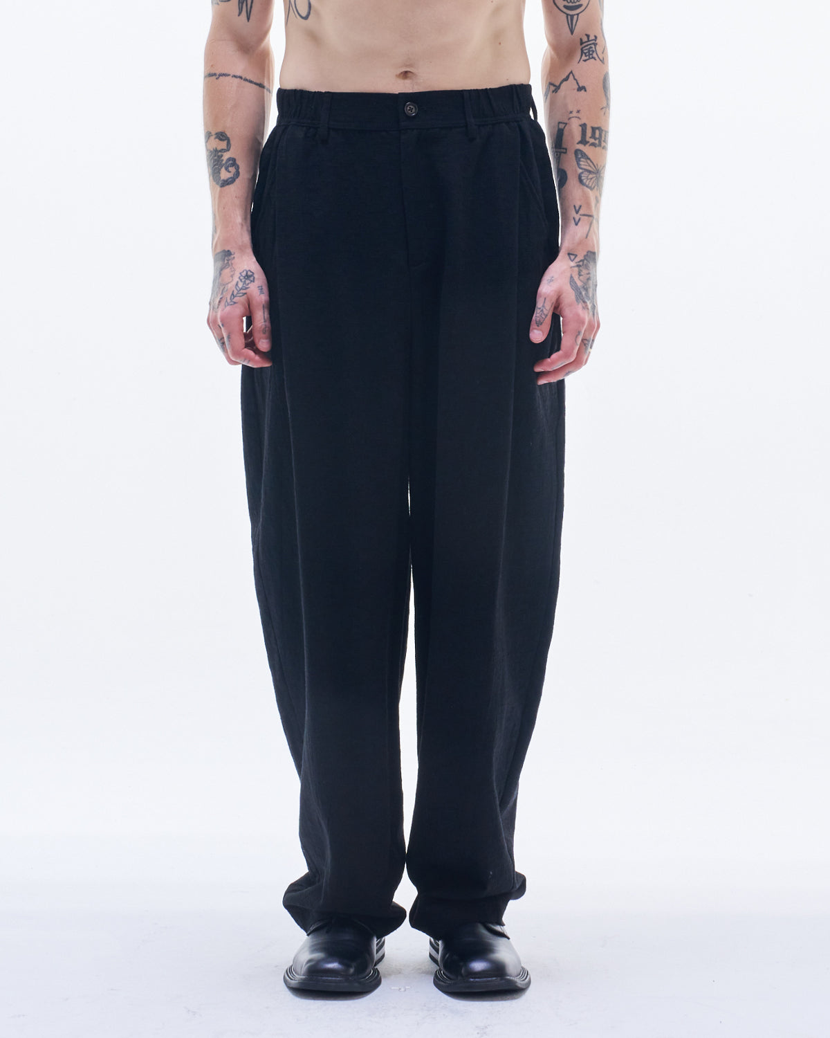 HARRISON WONG / Rayon Cotton Curved Leg Pants