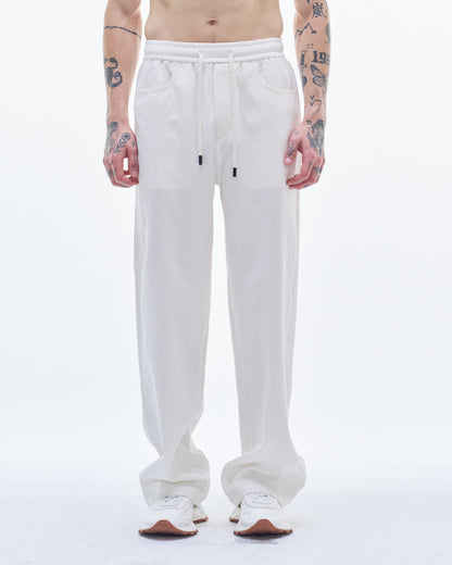 HARRISON WONG / Baggy Fit Cotton Pants With Drawstring Waist - White