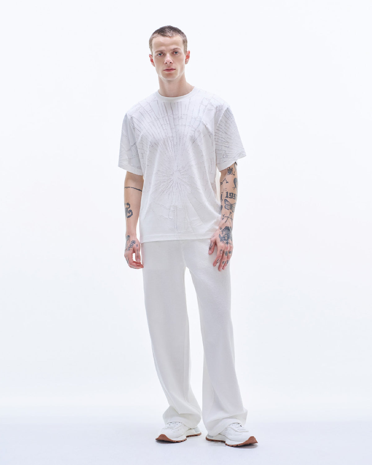 HARRISON WONG / Baggy Fit Cotton Pants With Drawstring Waist - White