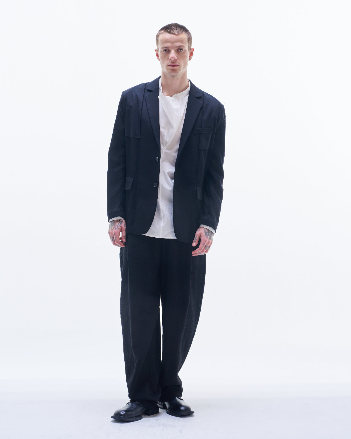 HARRISON WONG / Sheet Wool Blazer With Raw Edge