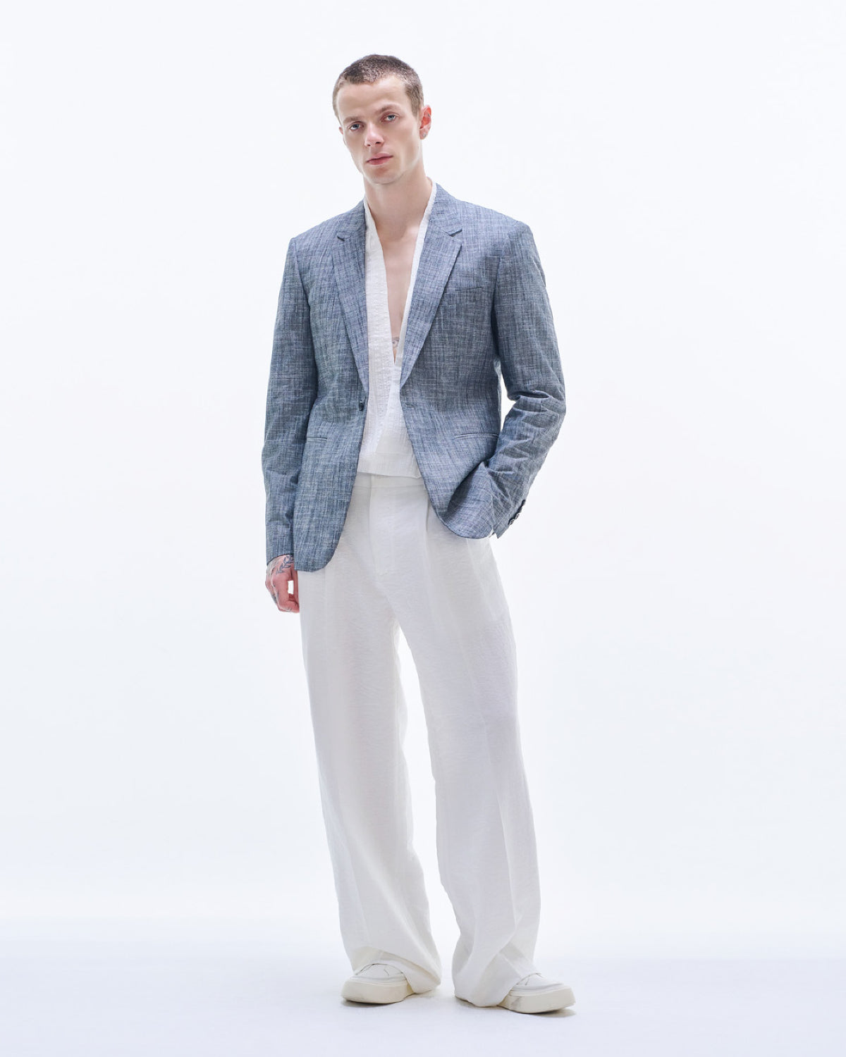 HARRISON WONG / Yarn Dyed Fabric Blazer - Grey