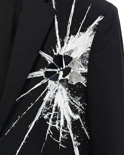 HARRISON WONG / Blazer With Broken Glass Print & Mirror