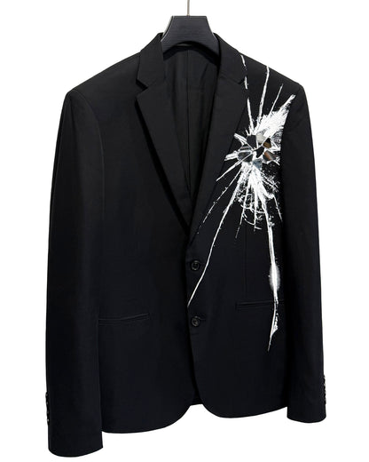 HARRISON WONG / Blazer With Broken Glass Print & Mirror