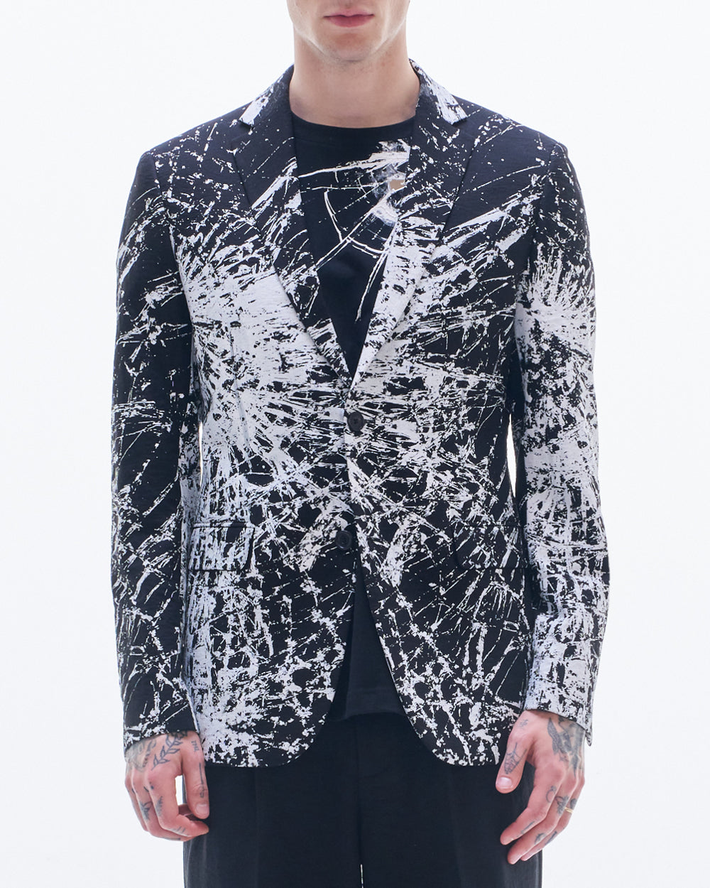 HARRISON WONG | Blazer With Overall Broken Glass Print - Black