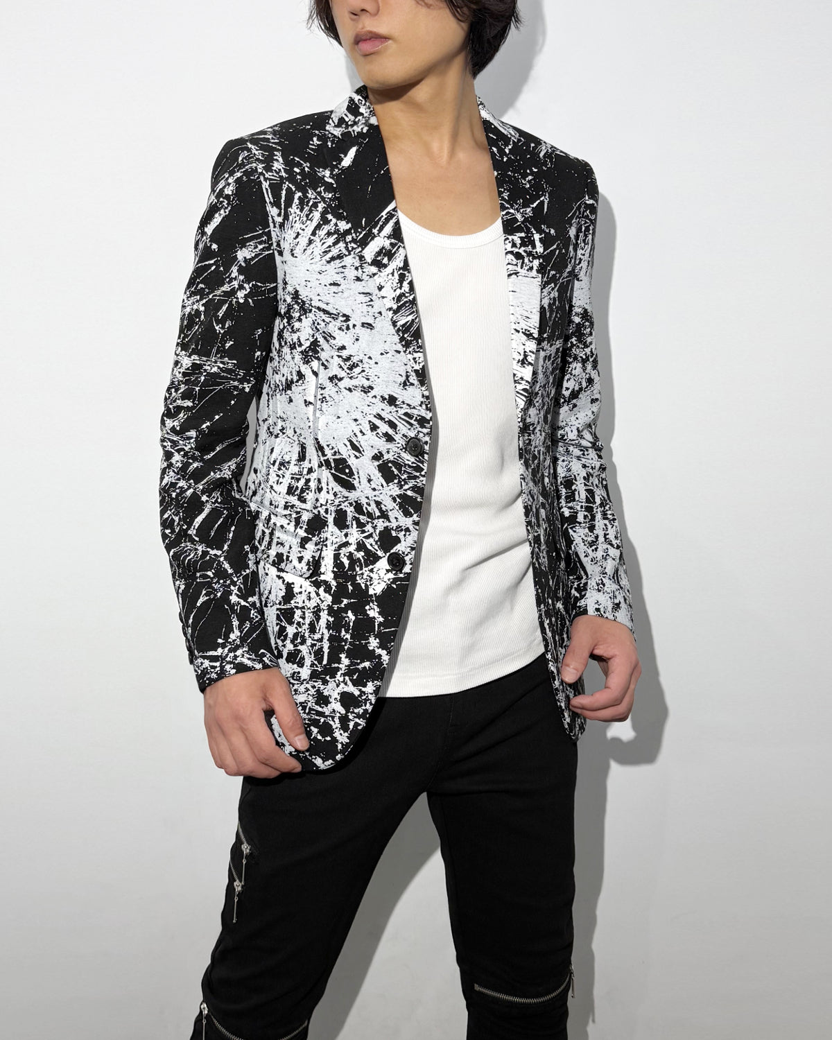 HARRISON WONG / Blazer With Overall Broken Glass Print - Black