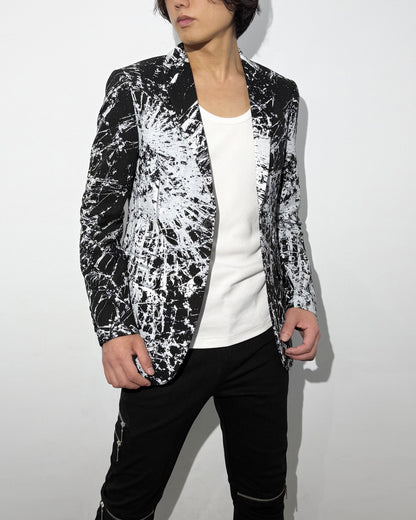 HARRISON WONG / Blazer With Overall Broken Glass Print - Black