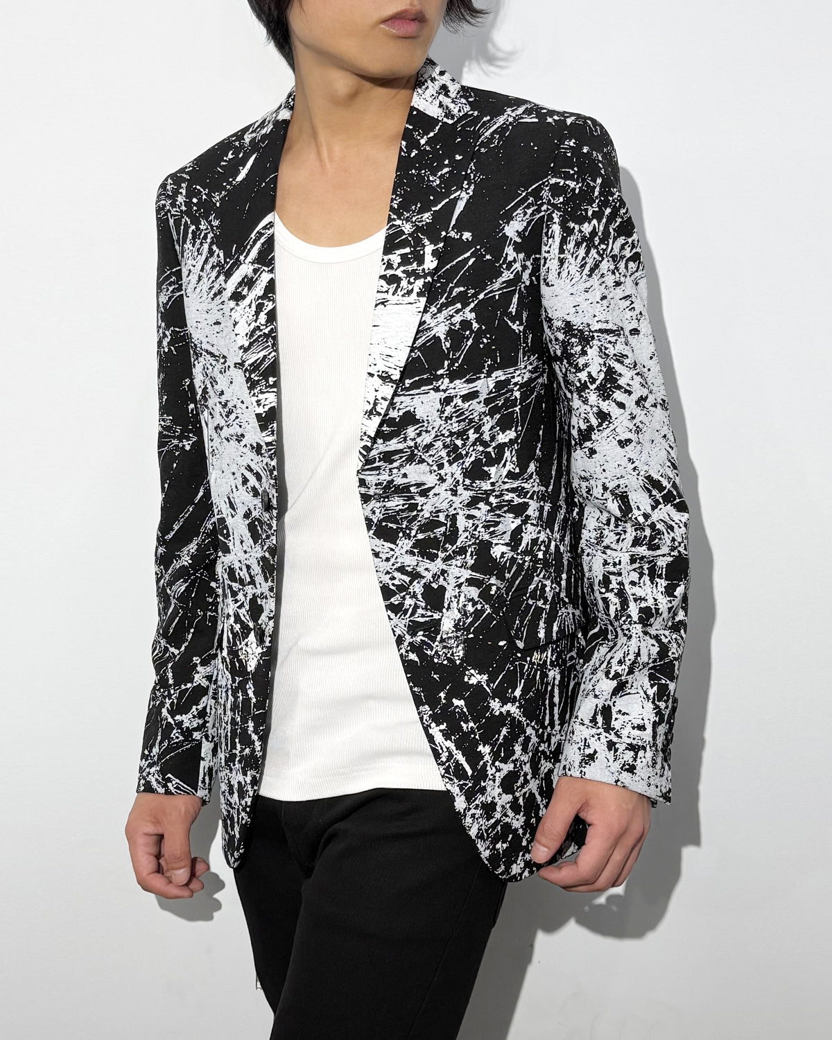 HARRISON WONG / Blazer With Overall Broken Glass Print - Black