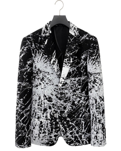 HARRISON WONG / Blazer With Overall Broken Glass Print - Black