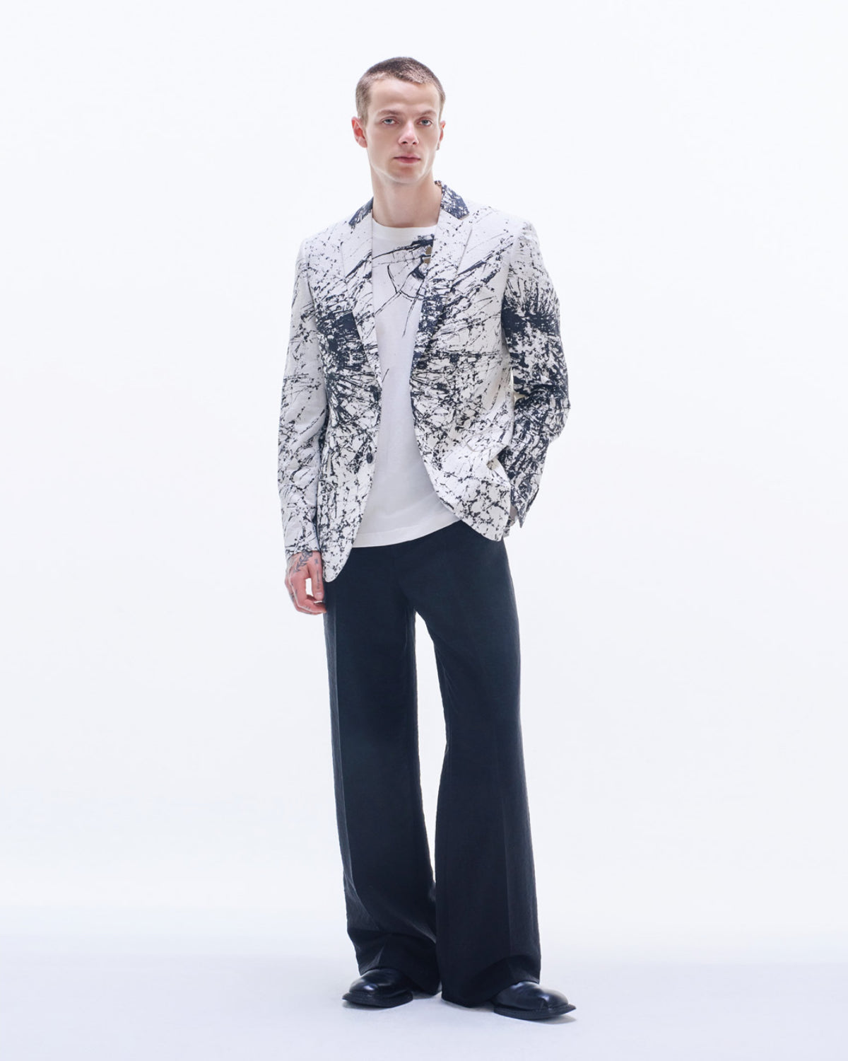 HARRISON WONG | Blazer With Overall Broken Glass Print - White