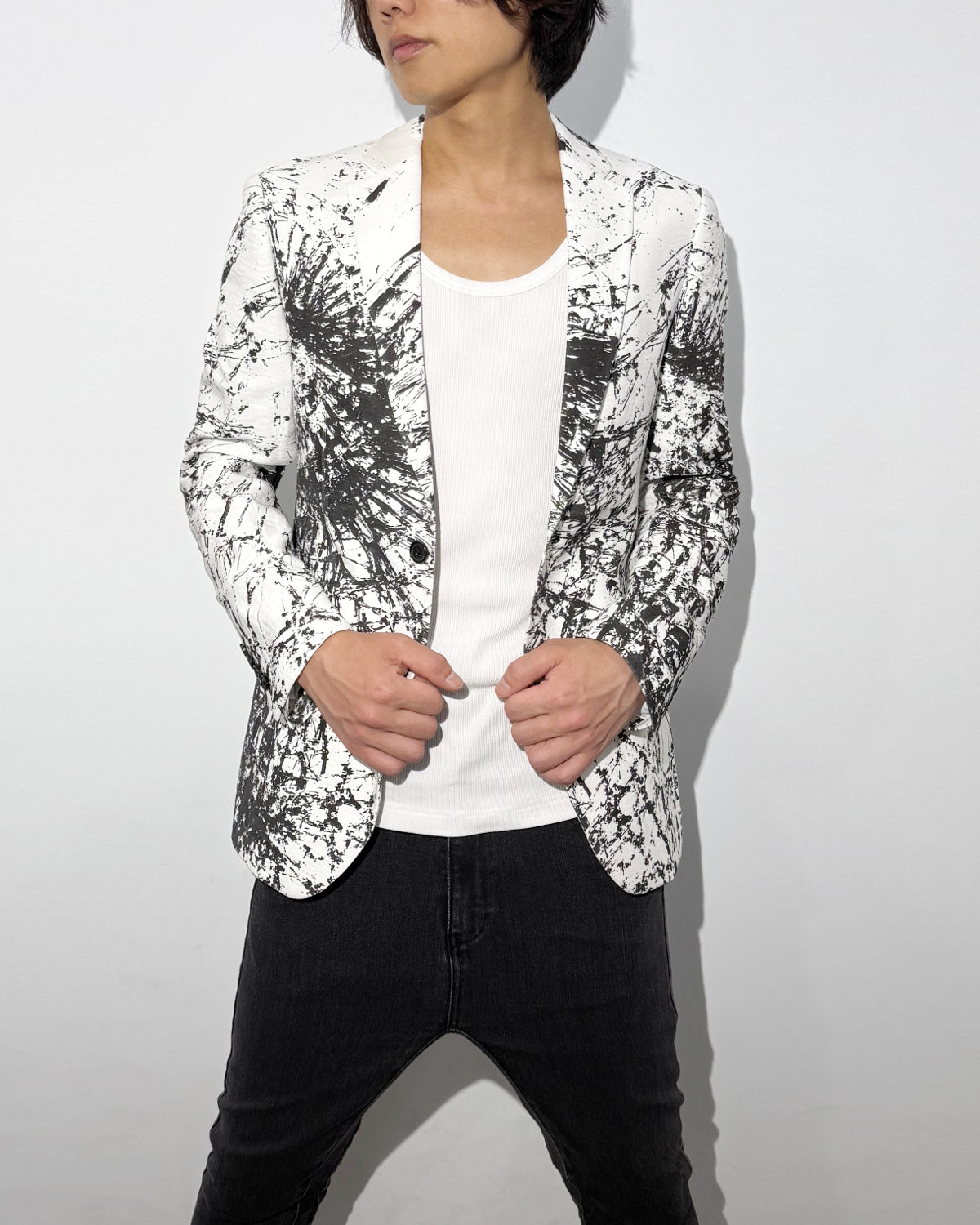HARRISON WONG / Blazer With Overall Broken Glass Print - White