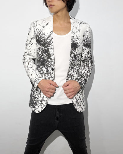 HARRISON WONG / Blazer With Overall Broken Glass Print - White