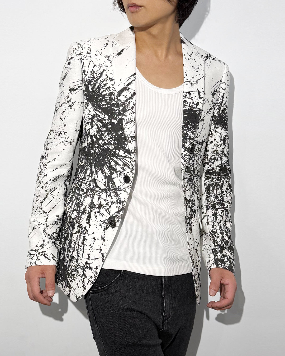 HARRISON WONG / Blazer With Overall Broken Glass Print - White
