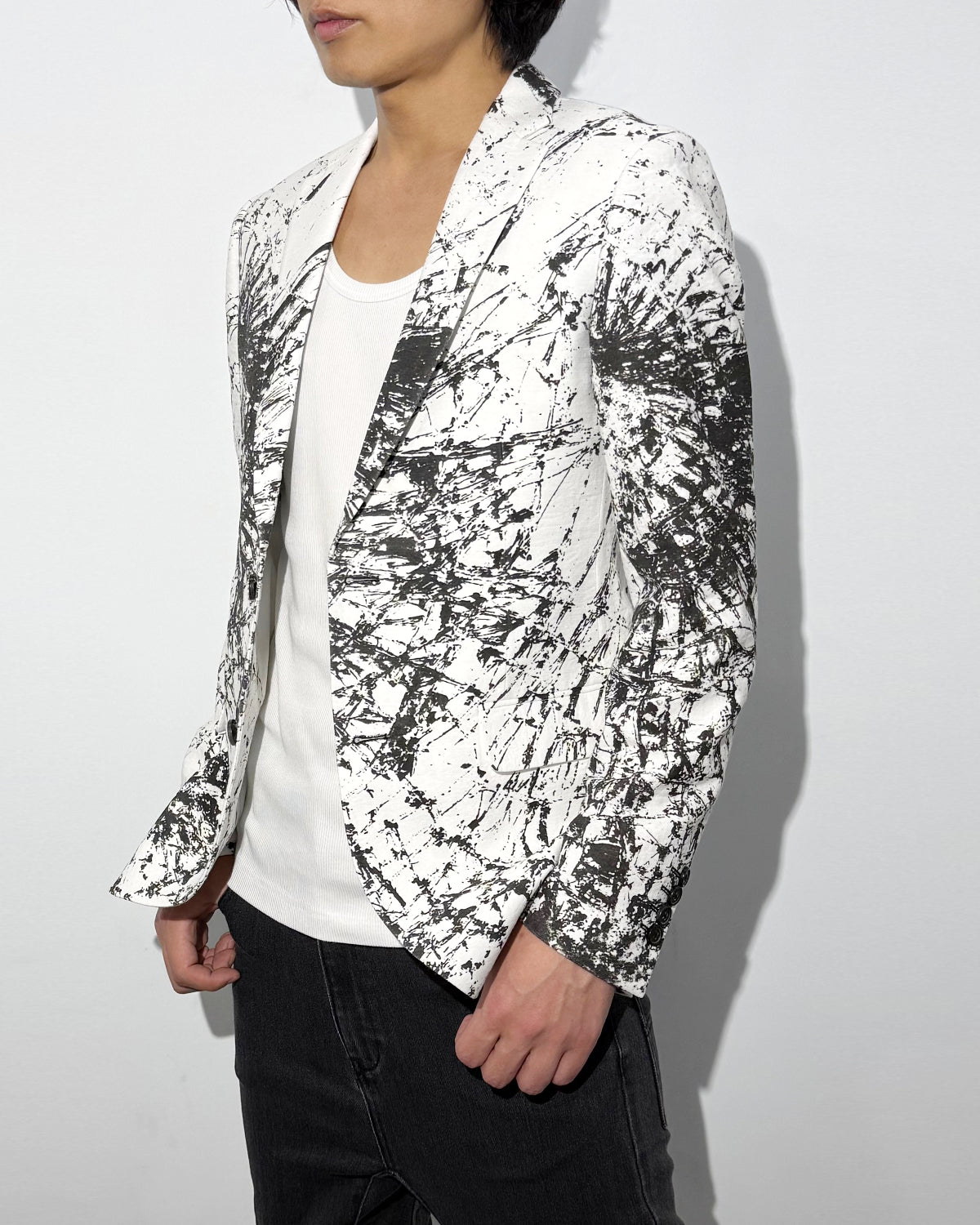 HARRISON WONG / Blazer With Overall Broken Glass Print - White