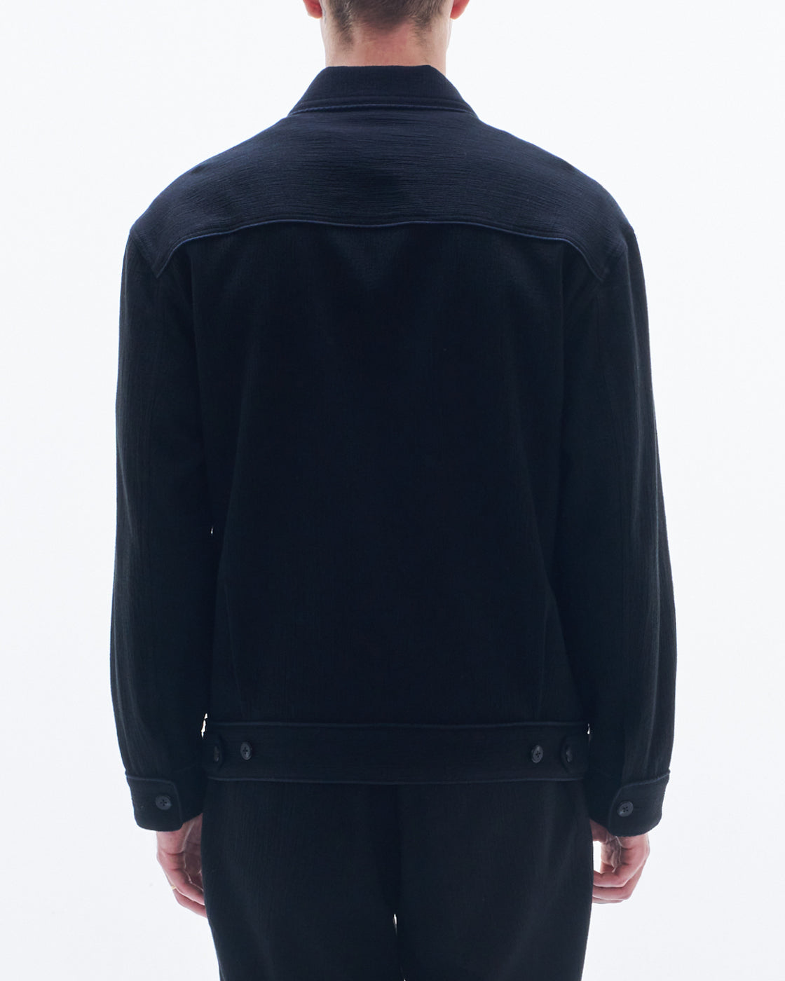 HARRISON WONG / Crepe Cotton Jacket With Piping - Black