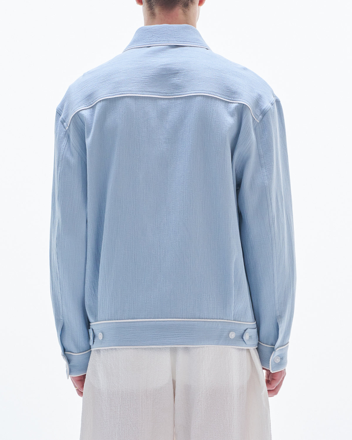 HARRISON WONG / Crepe Cotton Jacket With Piping - Blue