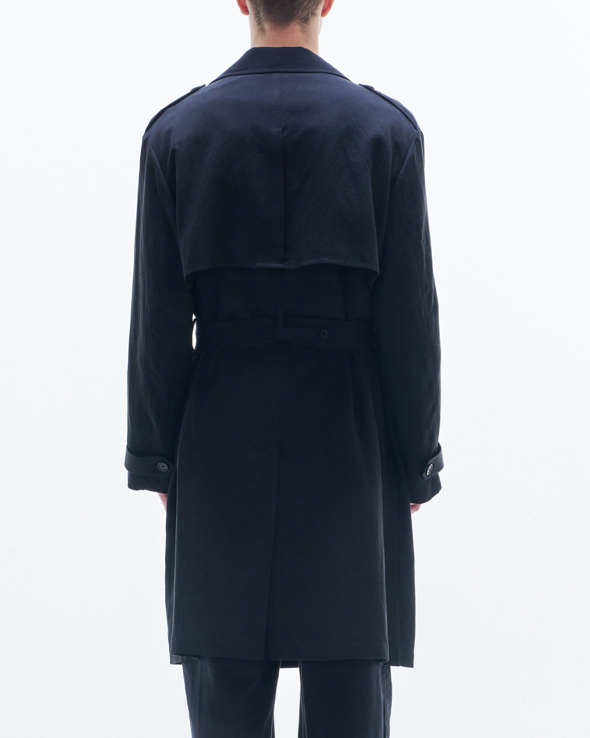 HARRISON WONG | Viscose Linen Trench Coat - Black – HARAJUKU VILLAGE