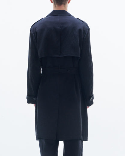 HARRISON WONG / Viscose Linen Trench Coat - Black