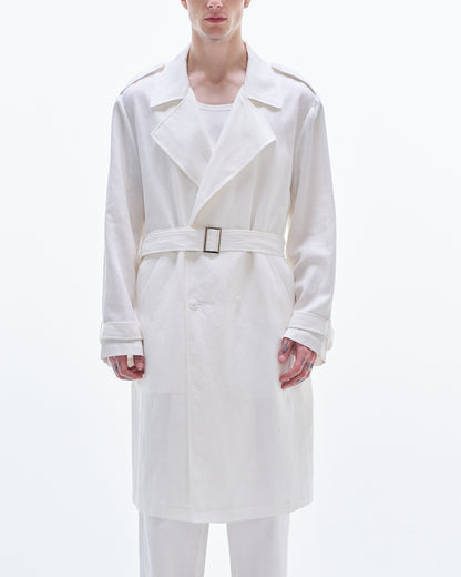 HARRISON WONG / Viscose Linen Trench Coat - White