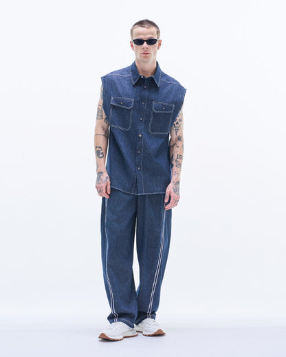 HARRISON WONG / Linen Denim Sleeveless Shirt