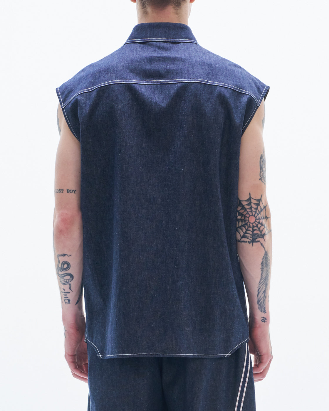 HARRISON WONG / Linen Denim Sleeveless Shirt