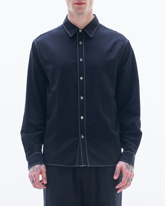 HARRISON WONG / Nylon Cotton Shirt With Color Contrast - Black